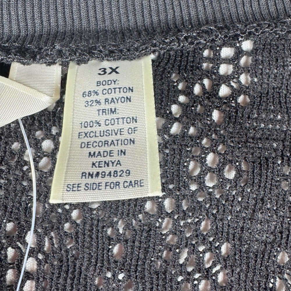 Derek Heart Plus Black Crochet Lace Back Button Front Cardigan Sweater 3X NEW - Picture 4 of 6